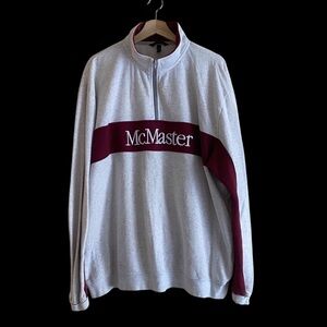 Y2K McMaster 1/4 Zip Sweatshirt Adult XXL Grey Maroon Colligate Preppy Comfy